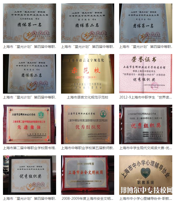 上海市東輝職業(yè)技術學校學校榮譽