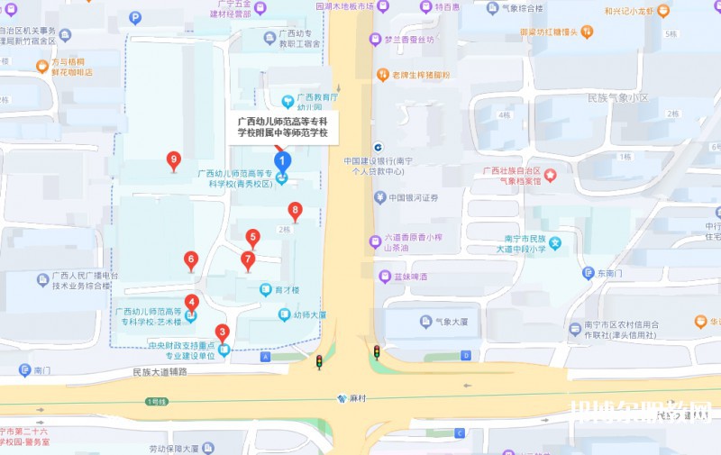廣西幼兒師范高等?？茖W(xué)校附屬中等師范學(xué)校地址，乘車路線